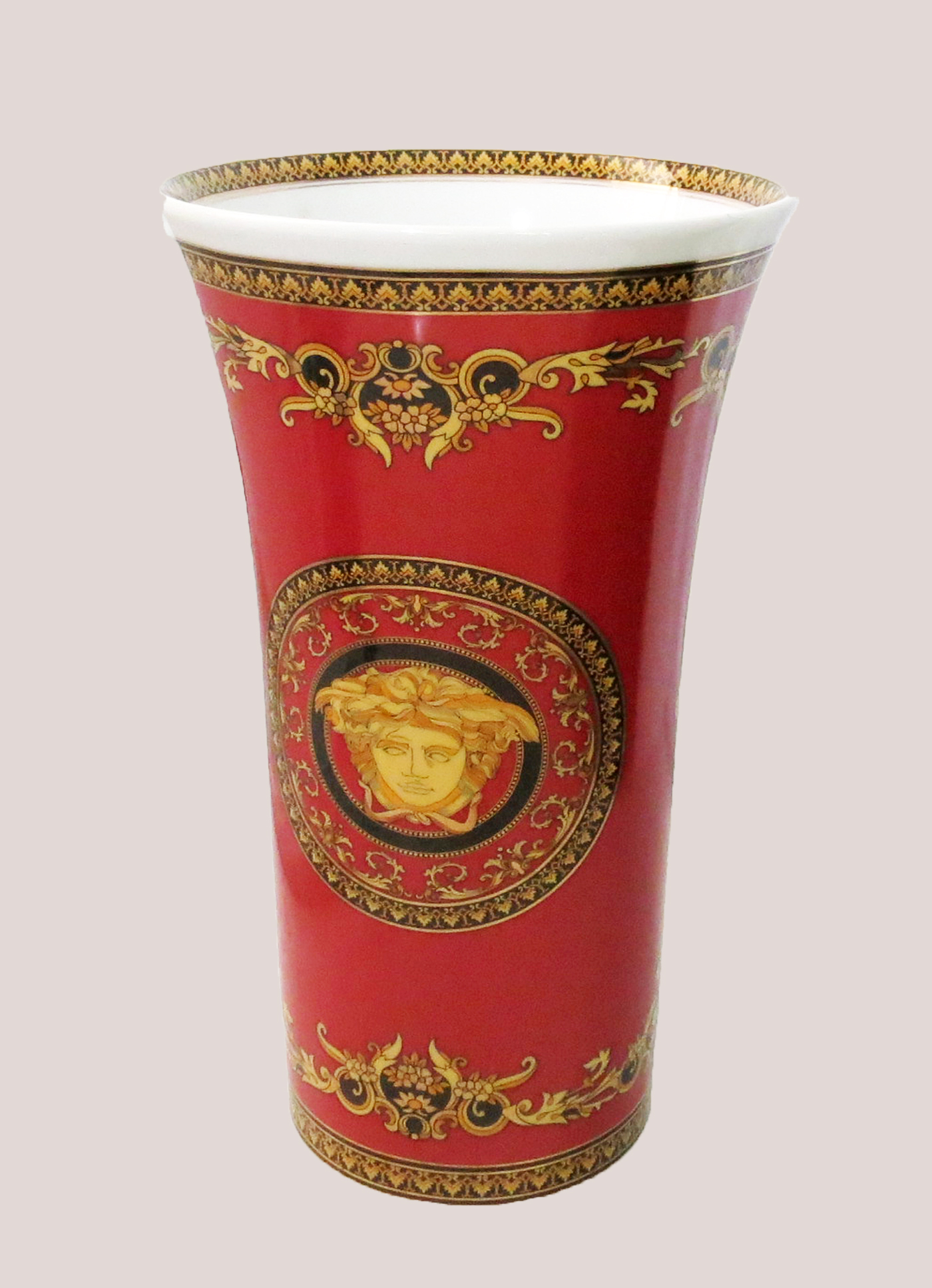 Versace Rosenthal Porcelain Vase Medusa Red Modernism